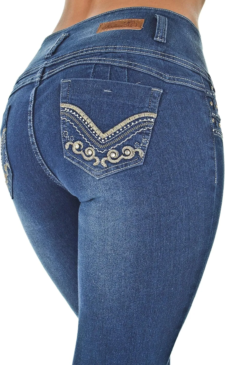 Plus/Junior Size Butt Lift Levanta Cola Mid Waist Fashion Skinny Denim Jeans