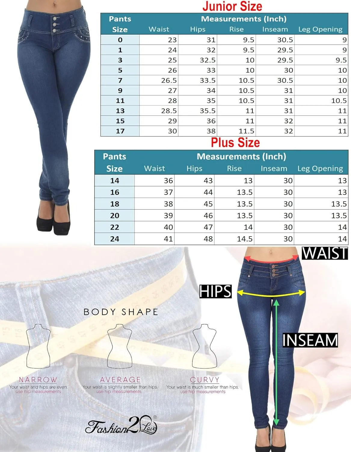 Plus/Junior Size Butt Lift Levanta Cola Mid Waist Fashion Skinny Denim Jeans