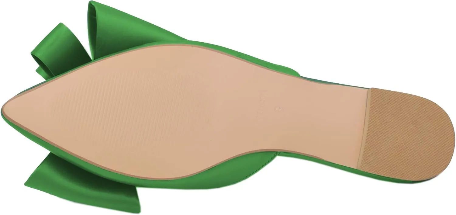 Pointed Toe Bow-Knot Flat Backless Slip On Slide Mules for Women