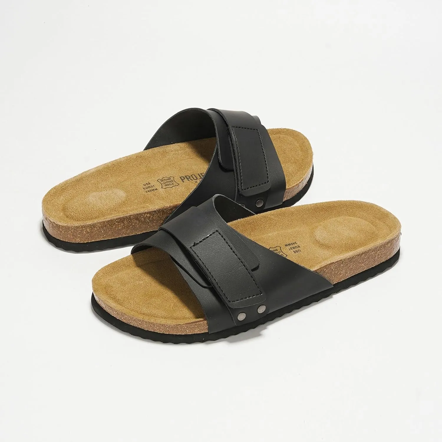 Project Cloud 100% Genuine Leather Womens Sandals - Memory Foam Slipper Women Vacation Essentials with Adjustable Straps - Non Slip Sandals for Women 2025 (Wren)