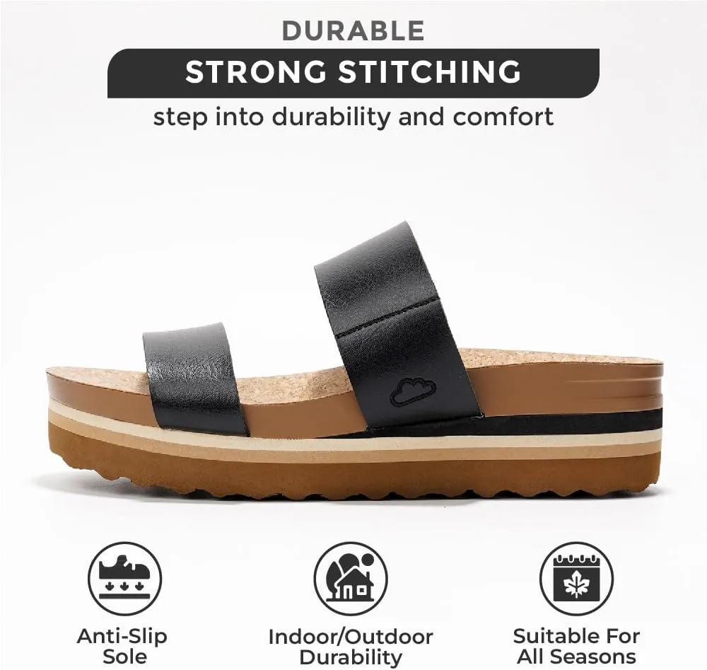 Project Cloud Fashion Womens Sandals - Memory Foam Insole and Comfortable Platform Sandals for Women 2025 - Lightweight and Non-slip Perfect Beach Slides