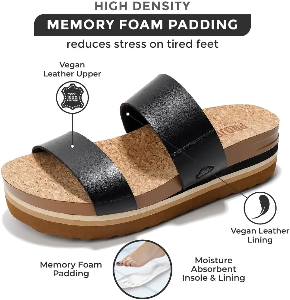Project Cloud Fashion Womens Sandals - Memory Foam Insole and Comfortable Platform Sandals for Women 2025 - Lightweight and Non-slip Perfect Beach Slides