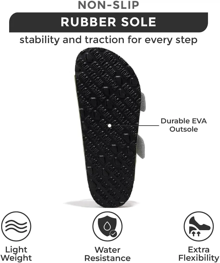 Project Cloud Genuine Leather Flat Sandals Comfortable Beach Essentials Womens Sandals Memory Foam Vacation Essentials Slides for Women Footwear (Santorini)