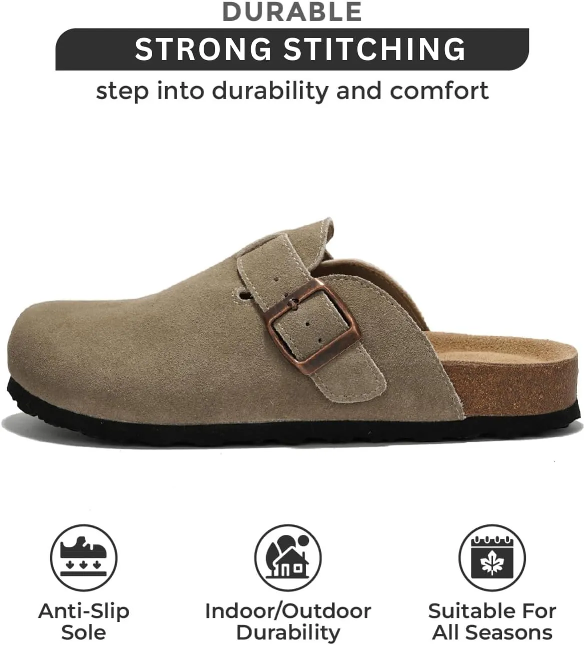 Project Cloud Genuine Leather Footbed Clogs for Women - Memory Foam Arch Support Slippers for Women - Trendy Slip-ons Women's Mules & Clogs Sandals (Benton)