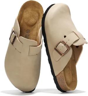 Project Cloud Genuine Leather Footbed Clogs for Women - Memory Foam Arch Support Slippers for Women - Trendy Slip-ons Women's Mules & Clogs Sandals (Benton)