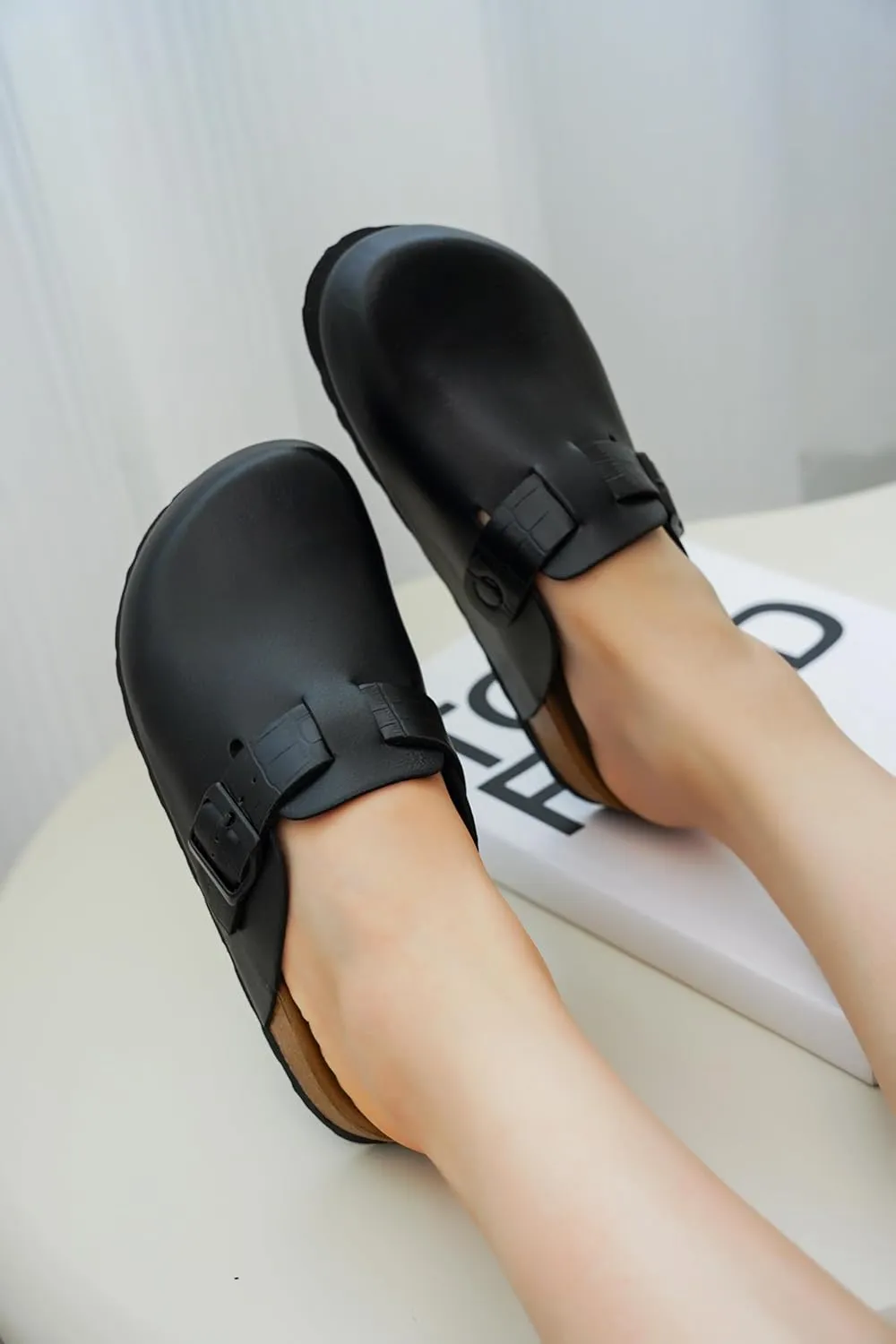 Project Cloud Genuine Leather Footbed Clogs for Women - Memory Foam Arch Support Slippers for Women - Trendy Slip-ons Women's Mules & Clogs Sandals (Benton)