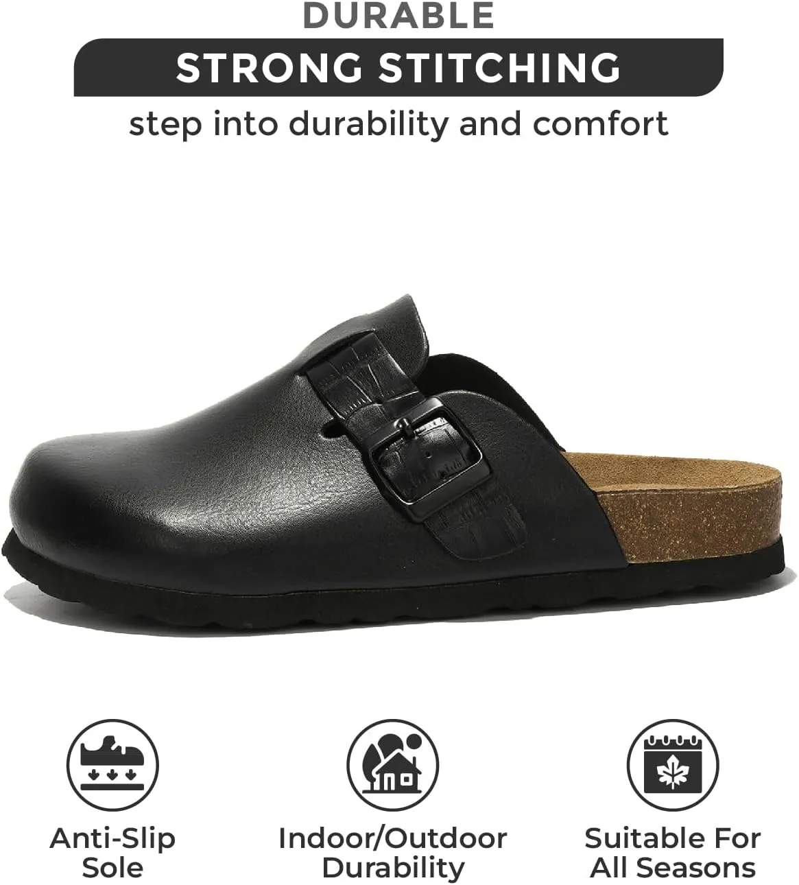 Project Cloud Genuine Leather Footbed Clogs for Women - Memory Foam Arch Support Slippers for Women - Trendy Slip-ons Women's Mules & Clogs Sandals (Benton)