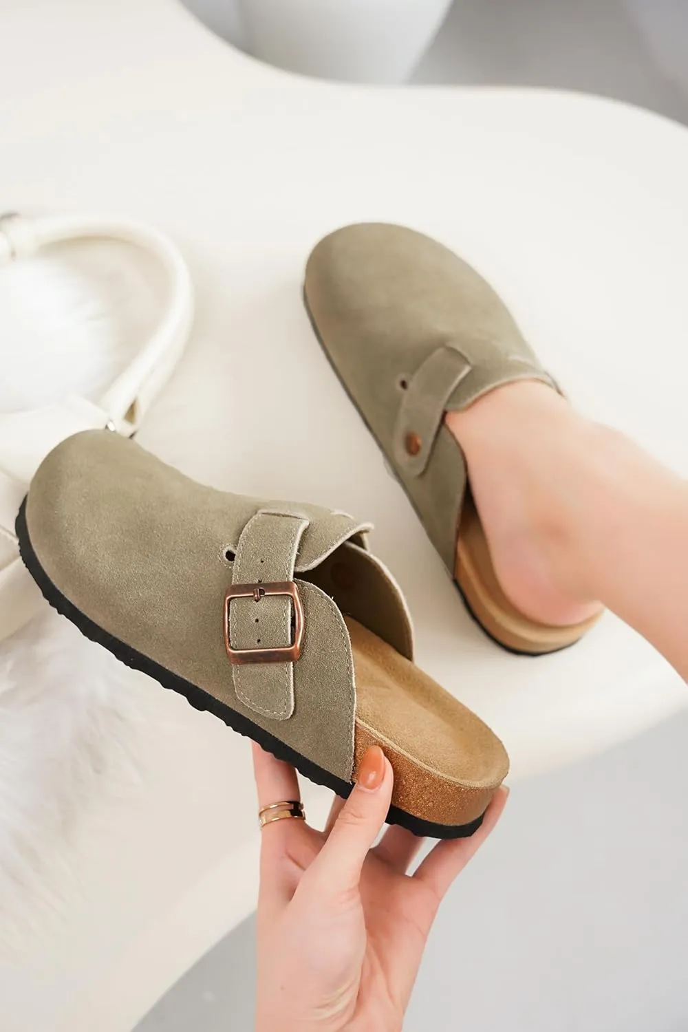 Project Cloud Genuine Leather Footbed Clogs for Women - Memory Foam Arch Support Slippers for Women - Trendy Slip-ons Women's Mules & Clogs Sandals (Benton)