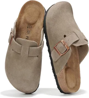 Project Cloud Genuine Leather Footbed Clogs for Women - Memory Foam Arch Support Slippers for Women - Trendy Slip-ons Women's Mules & Clogs Sandals (Benton)