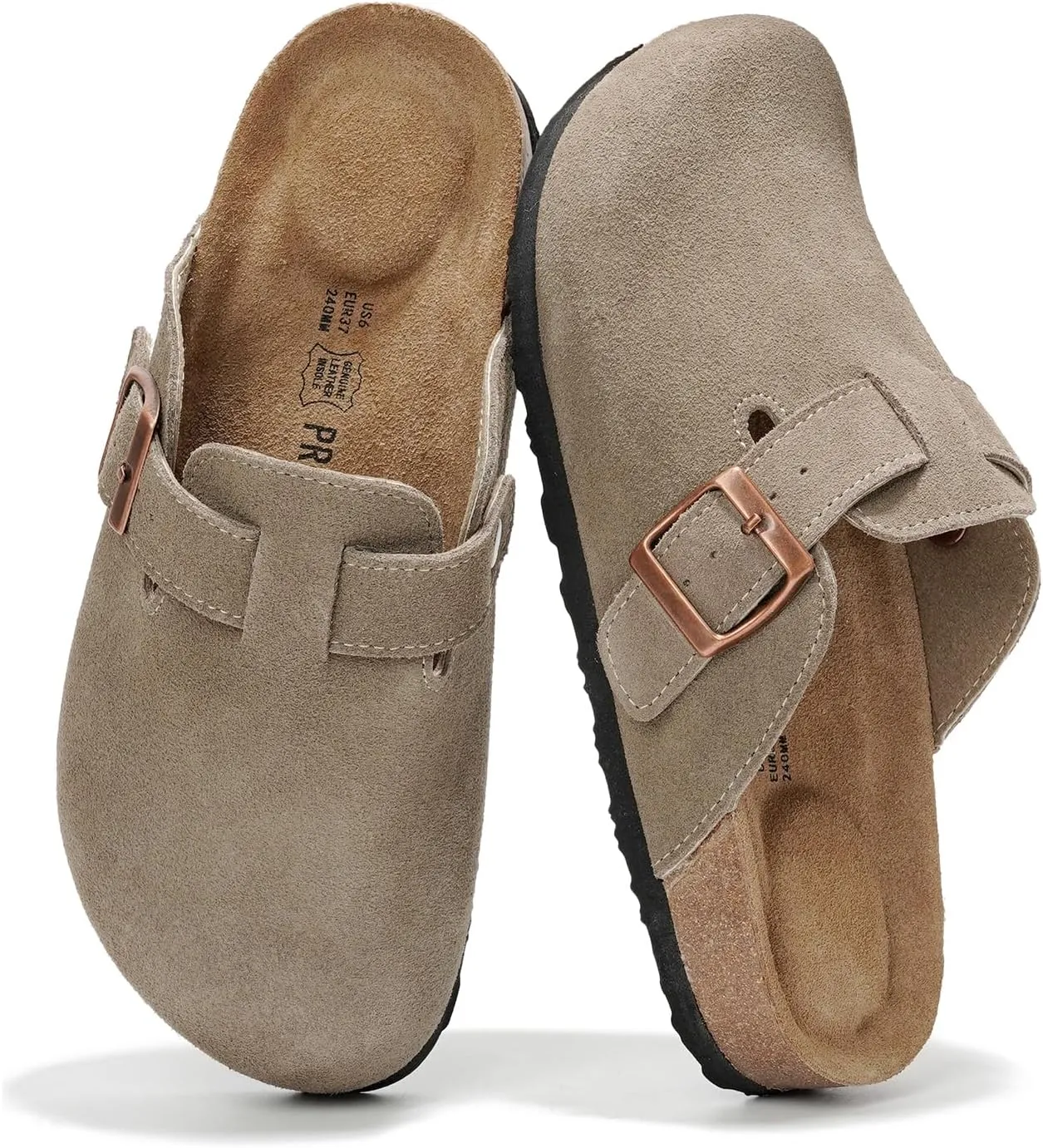 Project Cloud Genuine Leather Footbed Clogs for Women - Memory Foam Arch Support Slippers for Women - Trendy Slip-ons Women's Mules & Clogs Sandals (Benton)