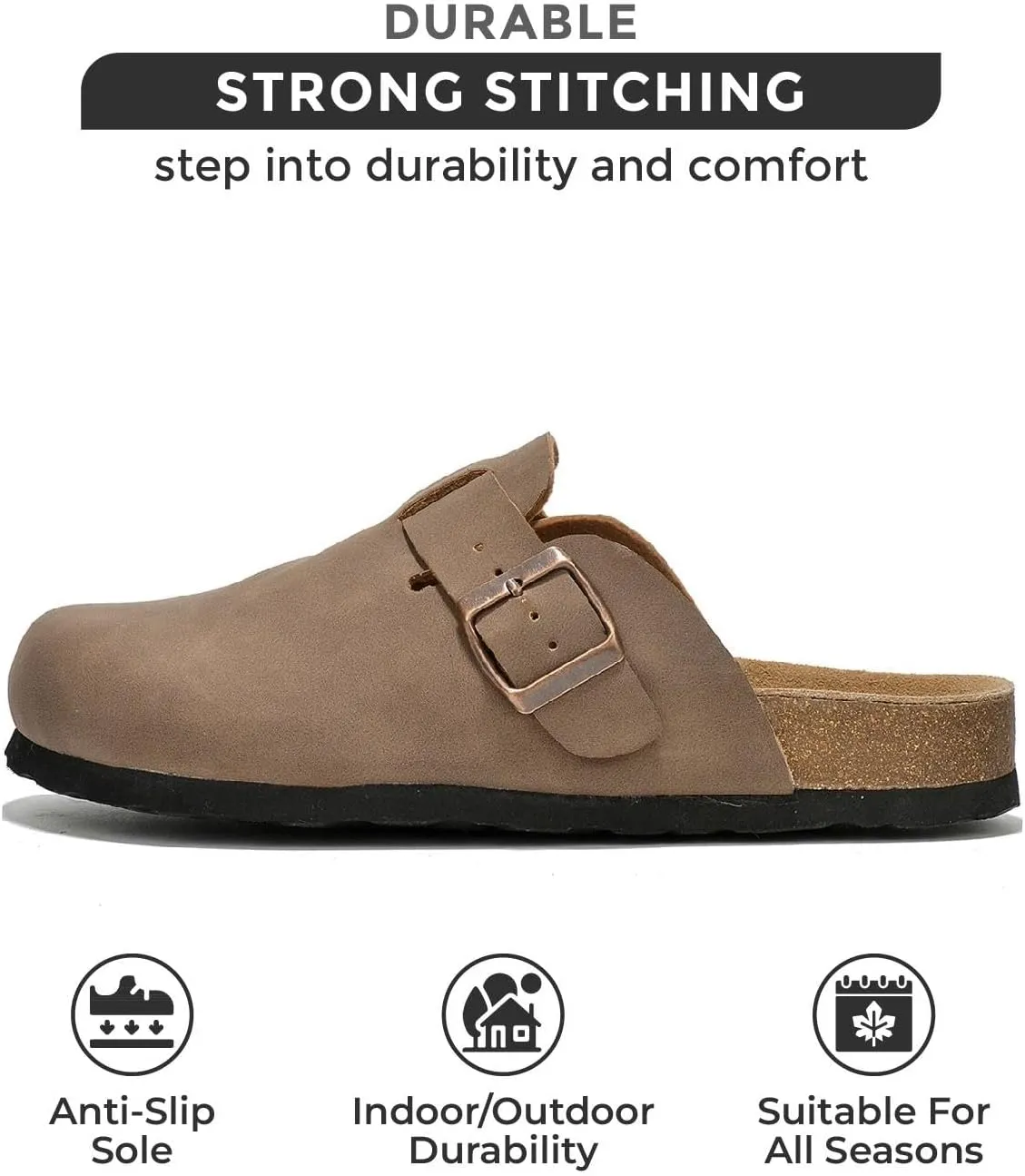 Project Cloud Genuine Leather Footbed Clogs for Women - Memory Foam Arch Support Slippers for Women - Trendy Slip-ons Women's Mules & Clogs Sandals (Benton)