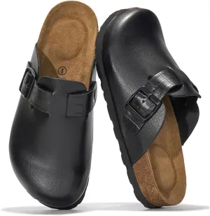 Project Cloud Genuine Leather Footbed Clogs for Women - Memory Foam Arch Support Slippers for Women - Trendy Slip-ons Women's Mules & Clogs Sandals (Benton)