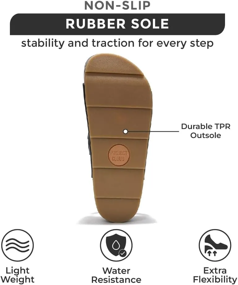 Project Cloud Genuine Leather Platform Sandals Women Footwear - Beach Summer Wedges with Comfortable Memory Foam Insole - Non Slip & Lightweight Wedge Sandals for Women 2025 (Pismo)