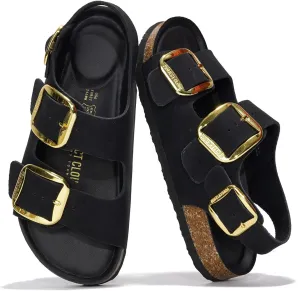 Project Cloud Genuine Leather Summer Sandals for Women 2025 - Memory Foam Slingback Womens Sandals Comfortable and Non Slip Beach Slides with Big Buckle (Garda)