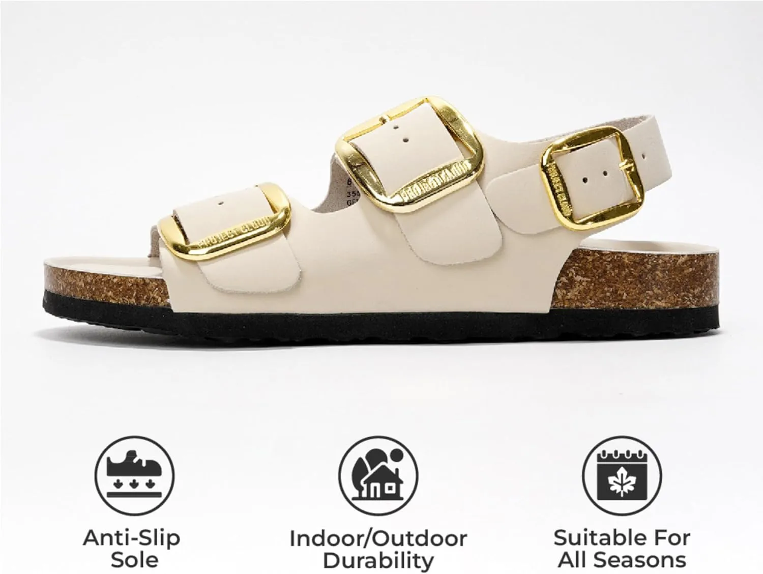 Project Cloud Genuine Leather Summer Sandals for Women 2025 - Memory Foam Slingback Womens Sandals Comfortable and Non Slip Beach Slides with Big Buckle (Garda)