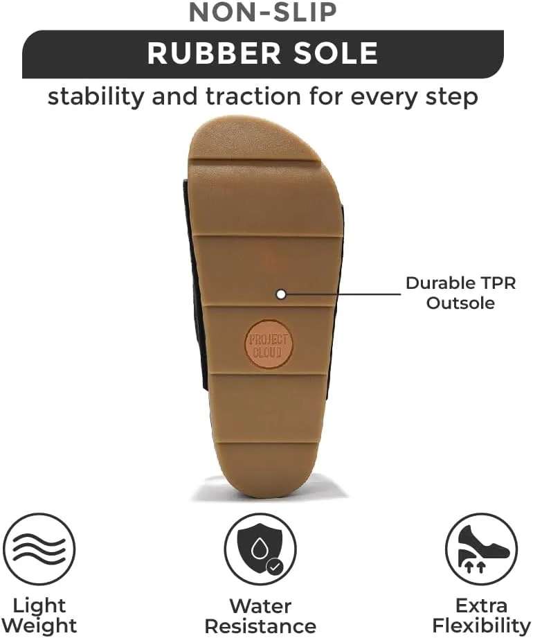 Project Cloud Platform Sandals Women Footwear - Genuine Leather Beach Summer Wedges with Comfortable Memory Foam Insole - Non Slip & Lightweight Wedge Sandals for Women 2025 (Pismo)