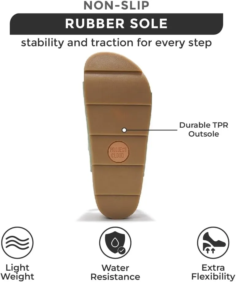 Project Cloud Platform Sandals Women Footwear - Genuine Leather Beach Summer Wedges with Comfortable Memory Foam Insole - Non Slip & Lightweight Wedge Sandals for Women 2025 (Pismo)