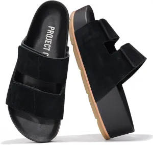 Project Cloud Platform Sandals Women Footwear - Genuine Leather Beach Summer Wedges with Comfortable Memory Foam Insole - Non Slip & Lightweight Wedge Sandals for Women 2025 (Pismo)