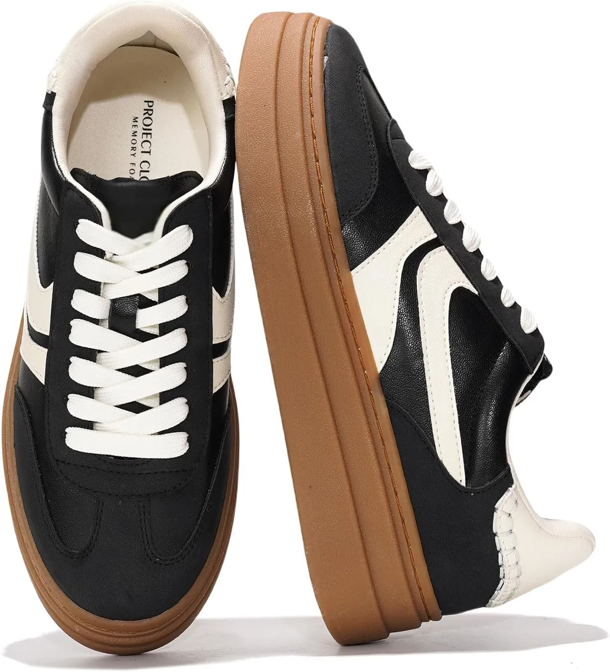 Project Cloud Platform Sneakers for Women Footwear - Memory Foam Insole Womens Shoes, Lightweight and Non-Slip Sole Lace Up Fashion Sneakers (Dodge)