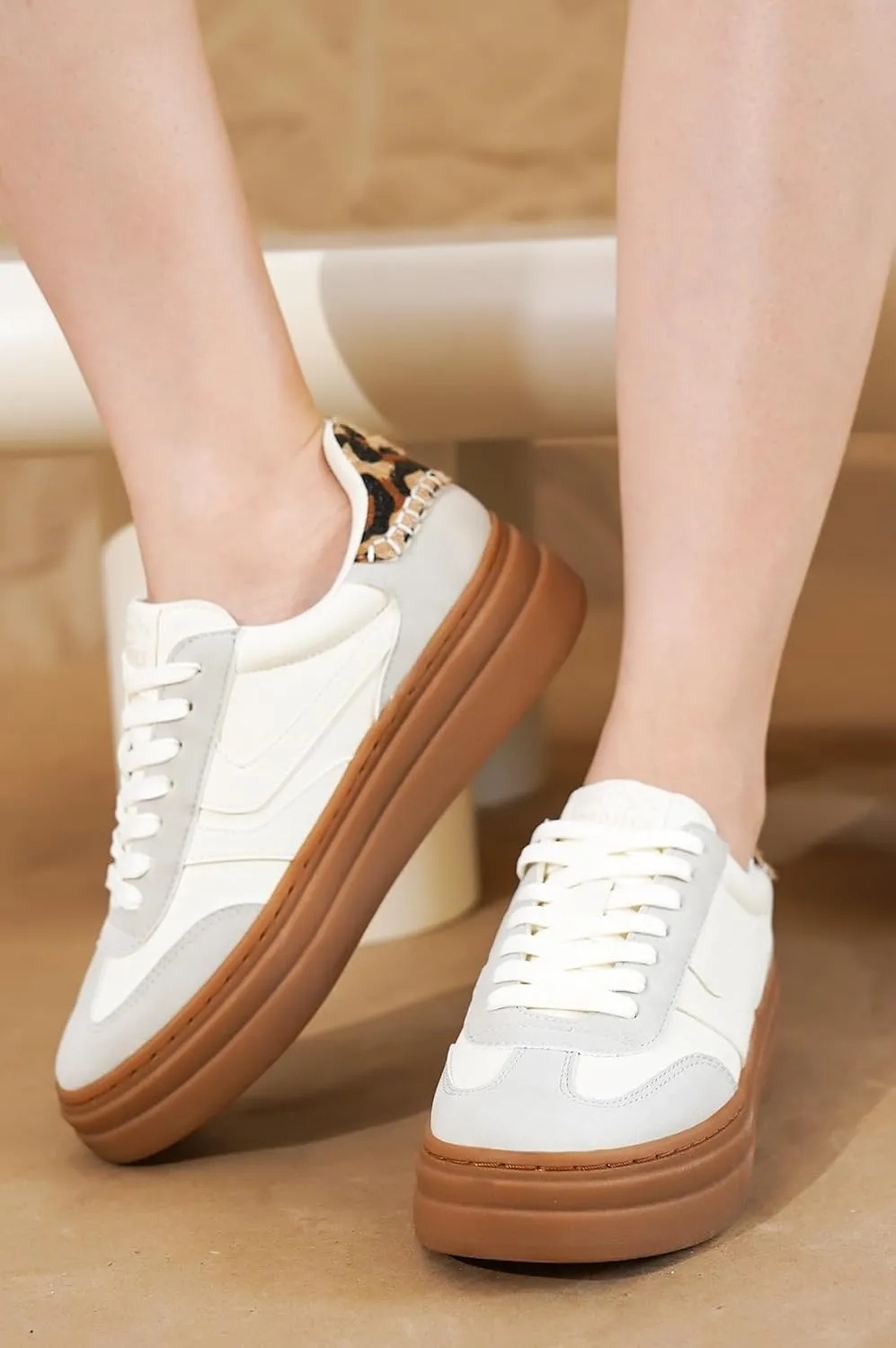 Project Cloud Platform Sneakers for Women Footwear - Memory Foam Insole Womens Shoes, Lightweight and Non-Slip Sole Lace Up Fashion Sneakers (Dodge)