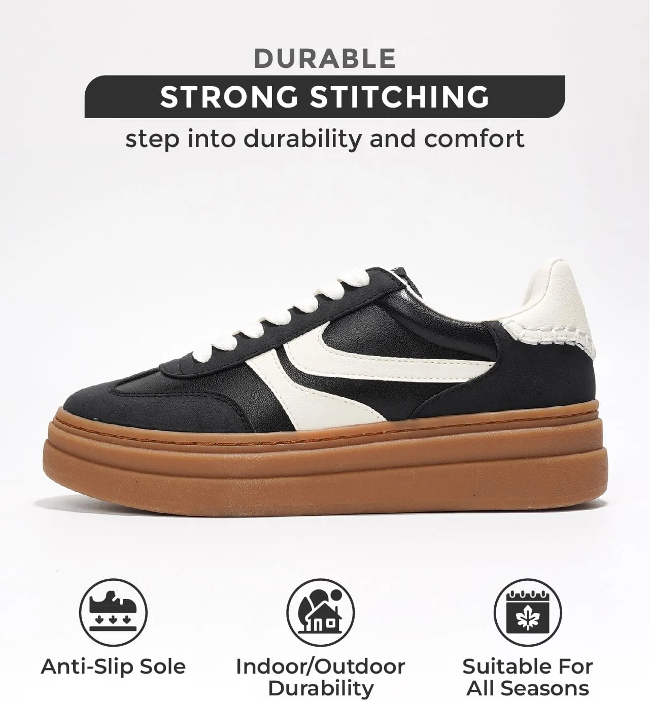 Project Cloud Platform Sneakers for Women Footwear - Memory Foam Insole Womens Shoes, Lightweight and Non-Slip Sole Lace Up Fashion Sneakers (Dodge)