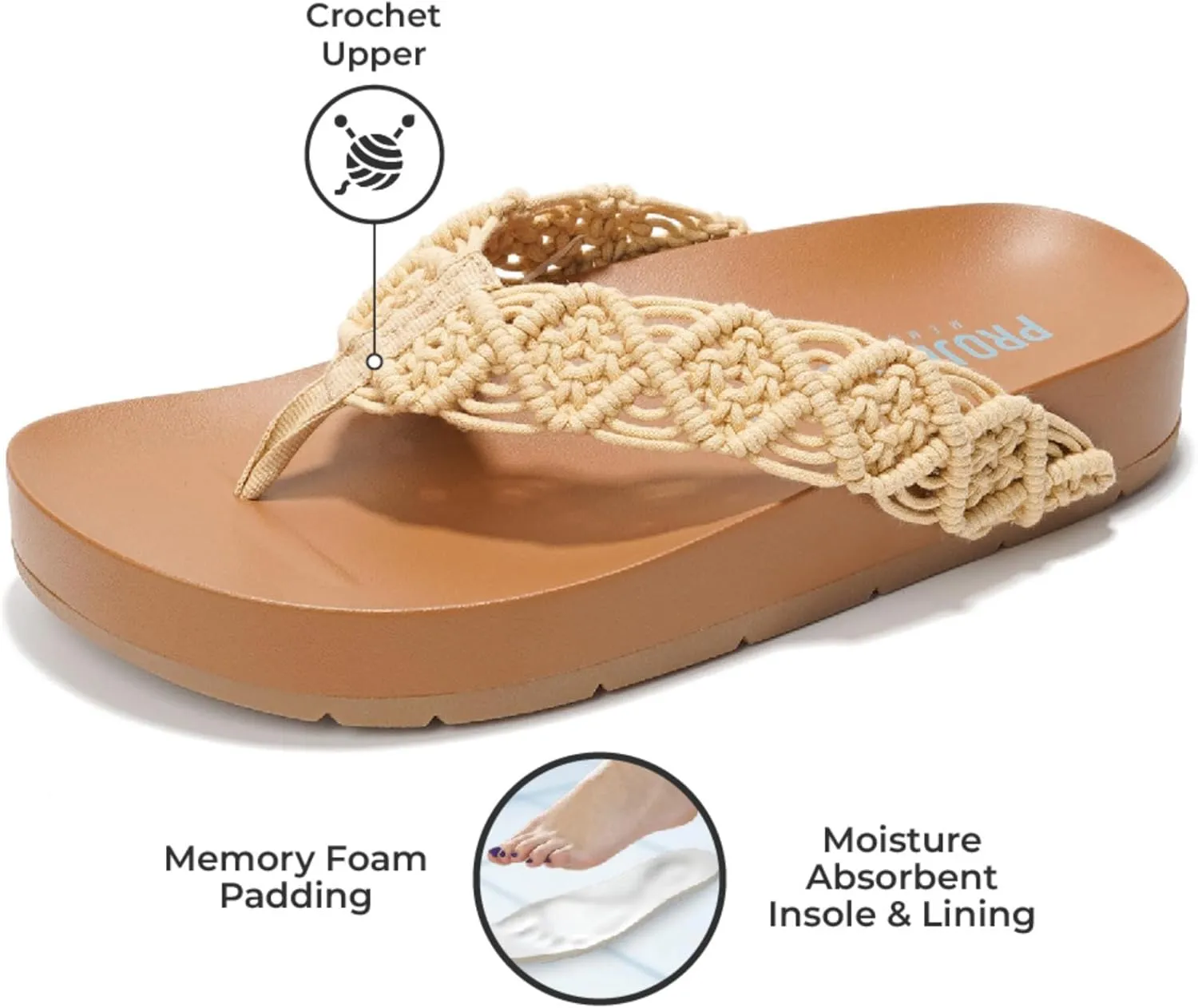 Project Cloud Womens Sandals – Comfortable Crochet Flip Flops for Women with Memory Foam Insole – Lightweight Fashion Sandals for Women 2025 – Womens Flip Flops for Summer (Hammock)