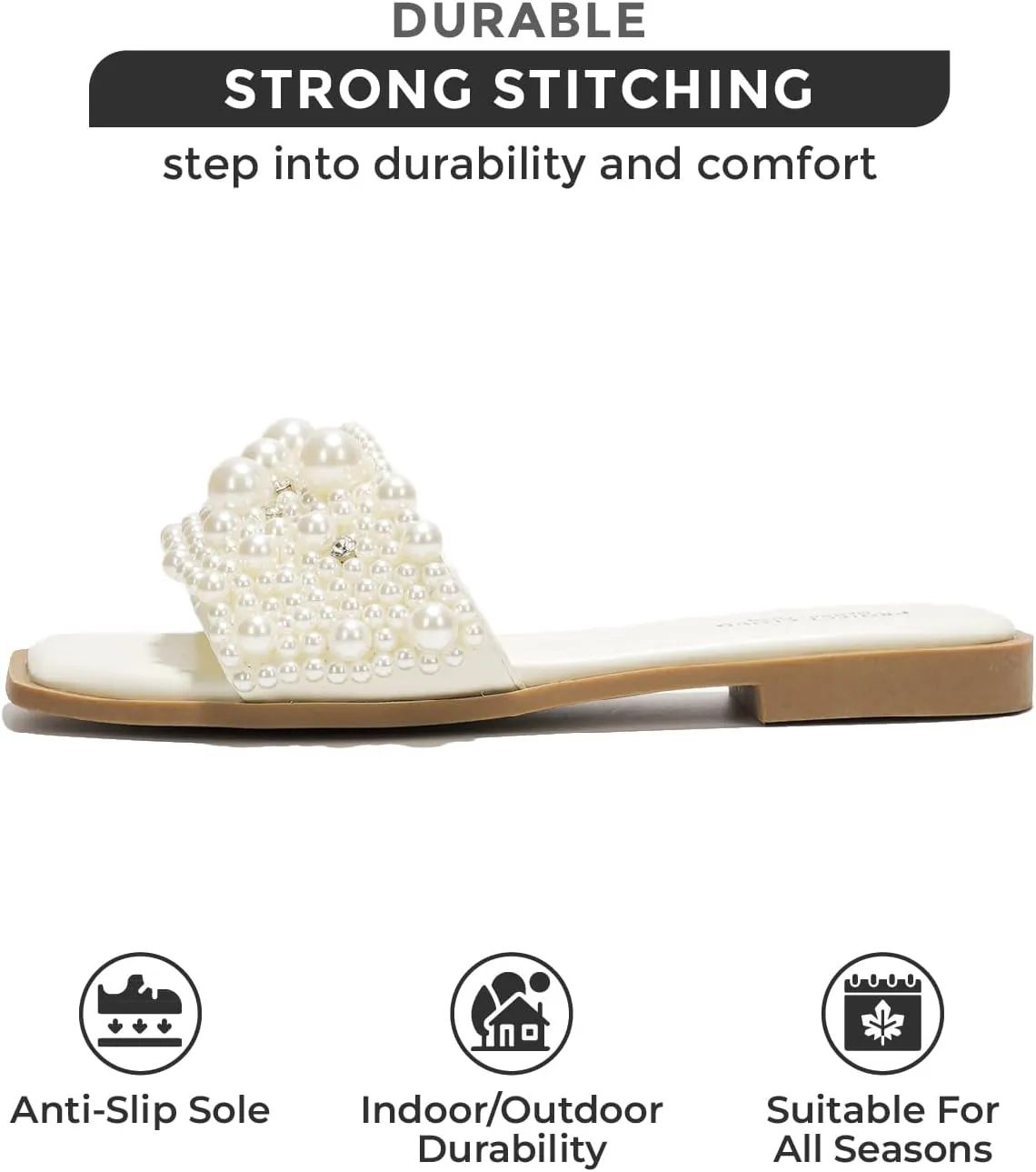 Project Cloud Womens Sandals - Rhinestone Summer Sandals for Women 2025 with Memory Foam Flats - Non-Slip Women's Slides for Women Footwear (Rosemary)