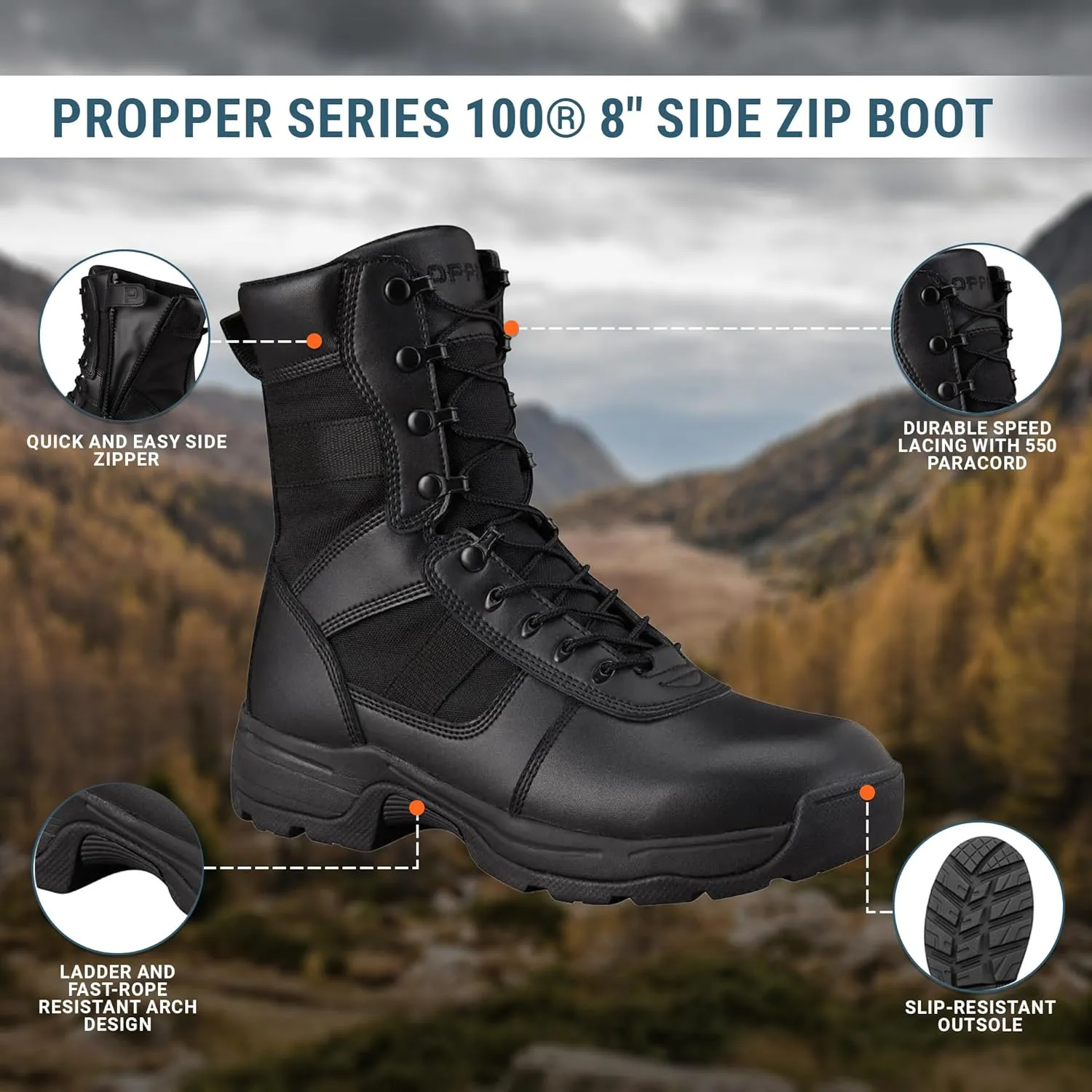 Propper Men's Series 100 8" Side Zip Boot Military and Tactical