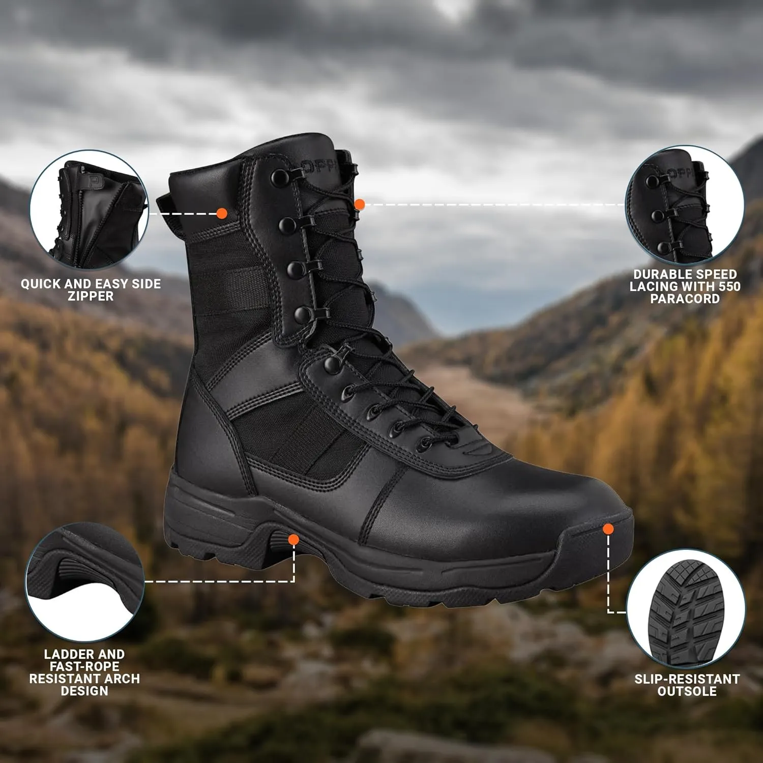 Propper Men's Series 100 8" Side Zip Waterproof Boot Military and Tactical