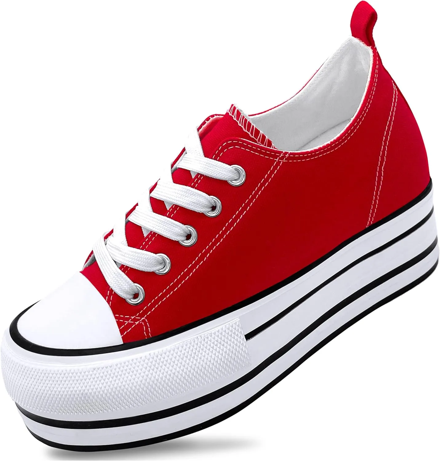 REFRASE LIFE Womens Platform Wedge Sneakers 3 Inches Height Boost Hidden Heel Shoes, Casual Height Increase Walking Fashion Shoes for Women and Girls