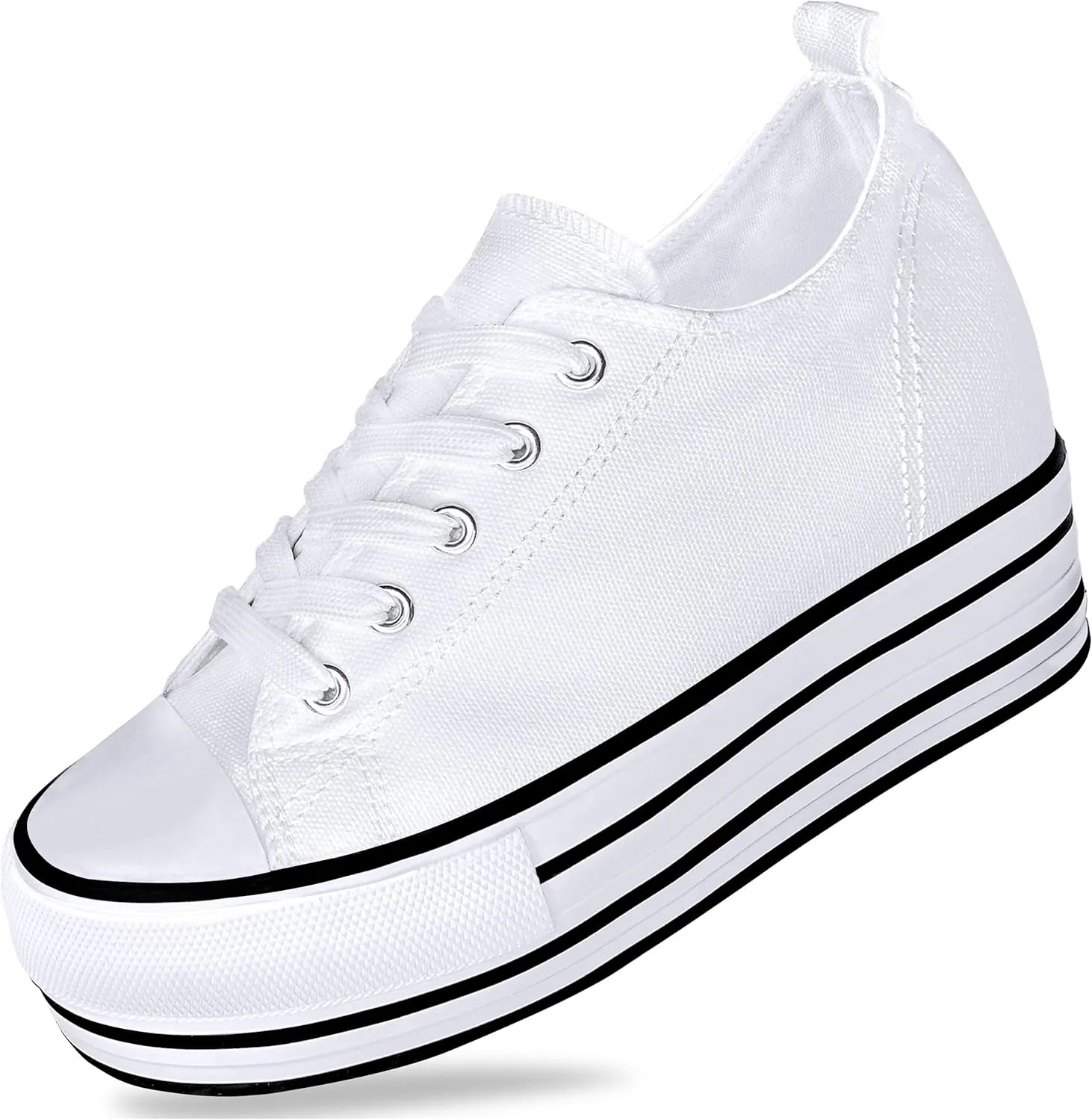 REFRASE LIFE Womens Platform Wedge Sneakers 3 Inches Height Boost Hidden Heel Shoes, Casual Height Increase Walking Fashion Shoes for Women and Girls