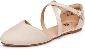 Rekayla Women's Flats Ankle Strap Ballet Flats Dressy Comfortable Women Shoes Criss-Cross Pointed Closed Toe Flats for Women Adjustable Buckle Fashion Cute Dress Flats for Work Wedding Office Casual