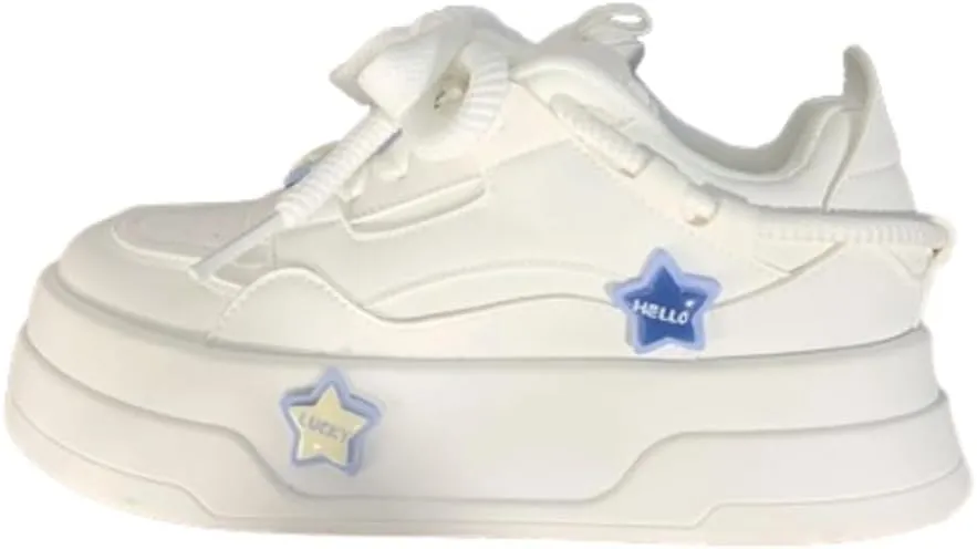 Removable 3D Star, Chunky Sneakers Women, Chunky Laces, Height Boost, Y2K Street Skate Platform Shoes, Trainers Girls