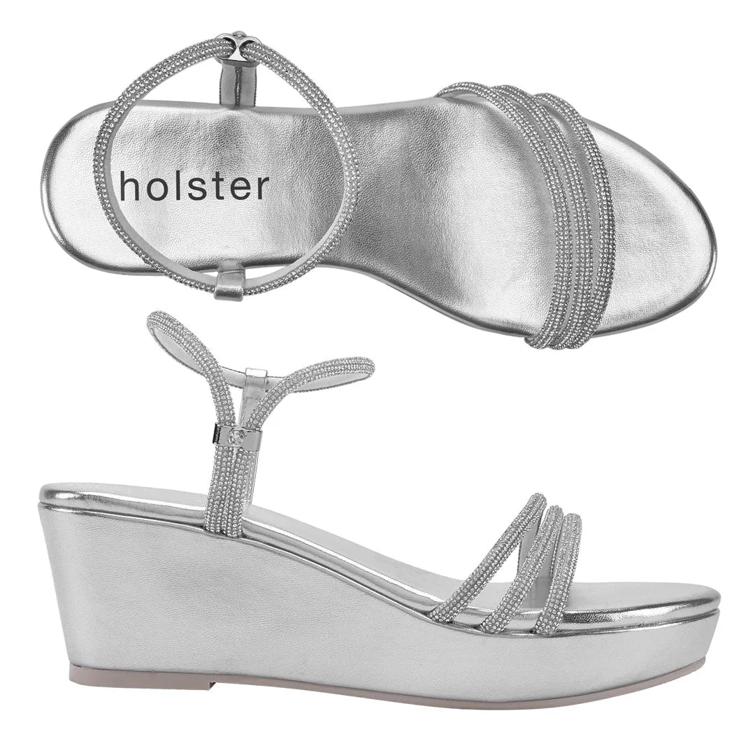Revel Wedge & Beauty Espadrille  Bundle - Silver / Beige