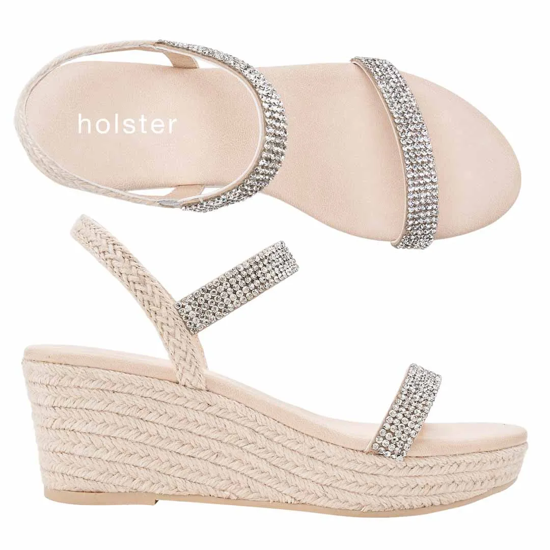Revel Wedge & Beauty Espadrille  Bundle - Silver / Beige