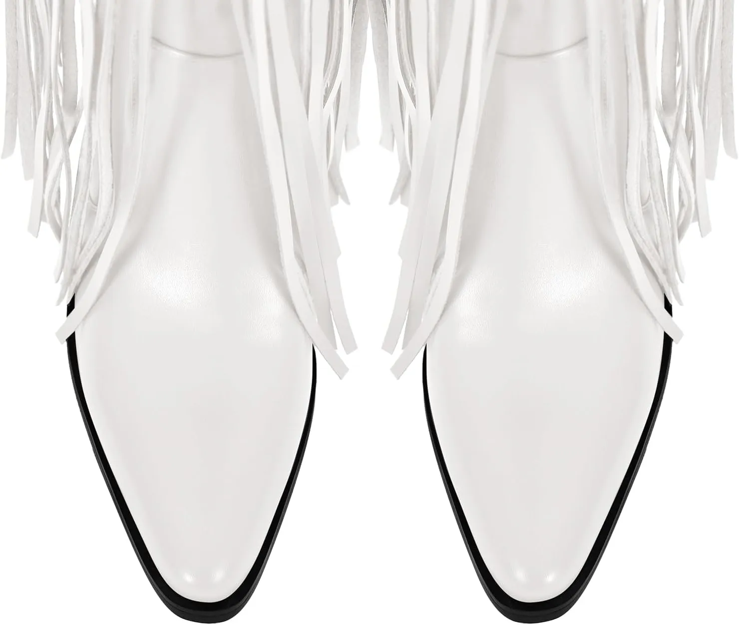 richealnini Fringe Thigh High Boots with Tassels Western Cowboy Boots Zip Up Wide Calf Sock Booties