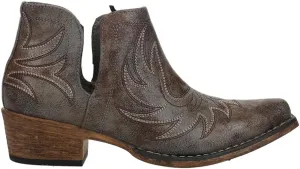 ROPER Womens Ava Embroidered Snip Toe Casual Boots Ankle Low Heel 1-2" - Grey