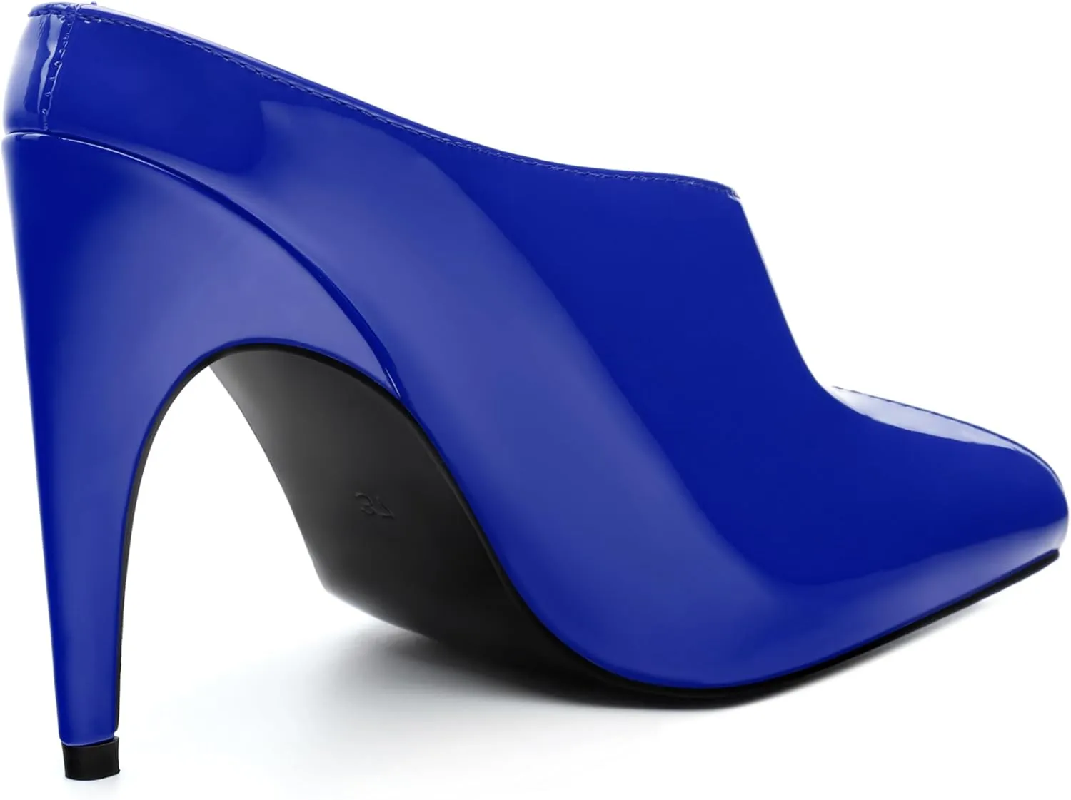 ROSERWISH Heeled Mules for Woman High Heel Mules Slip on Casual Slide Mules Square Toe Stiletto Heels Patent Comfortable Fashion Dress Shoes