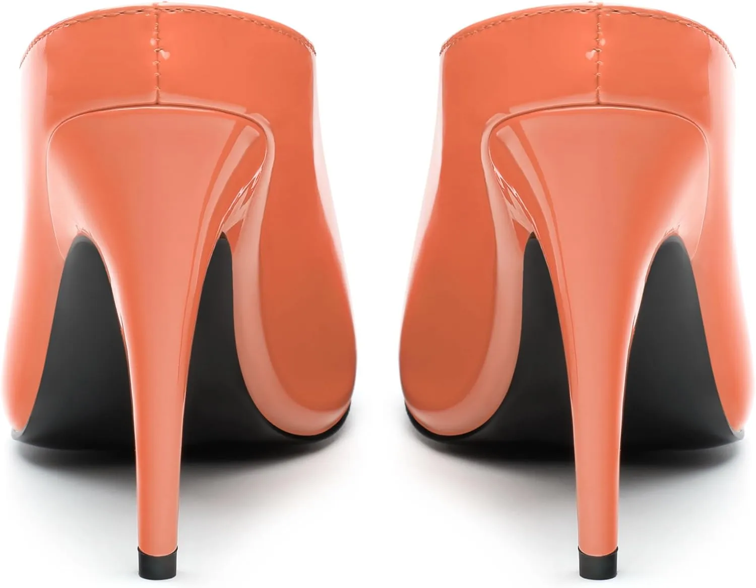 ROSERWISH Heeled Mules for Woman High Heel Mules Slip on Casual Slide Mules Square Toe Stiletto Heels Patent Comfortable Fashion Dress Shoes