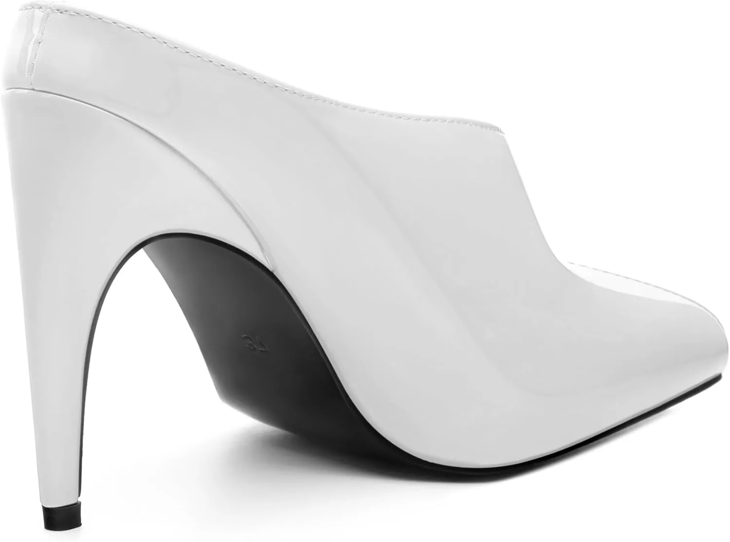 ROSERWISH Heeled Mules for Woman High Heel Mules Slip on Casual Slide Mules Square Toe Stiletto Heels Patent Comfortable Fashion Dress Shoes