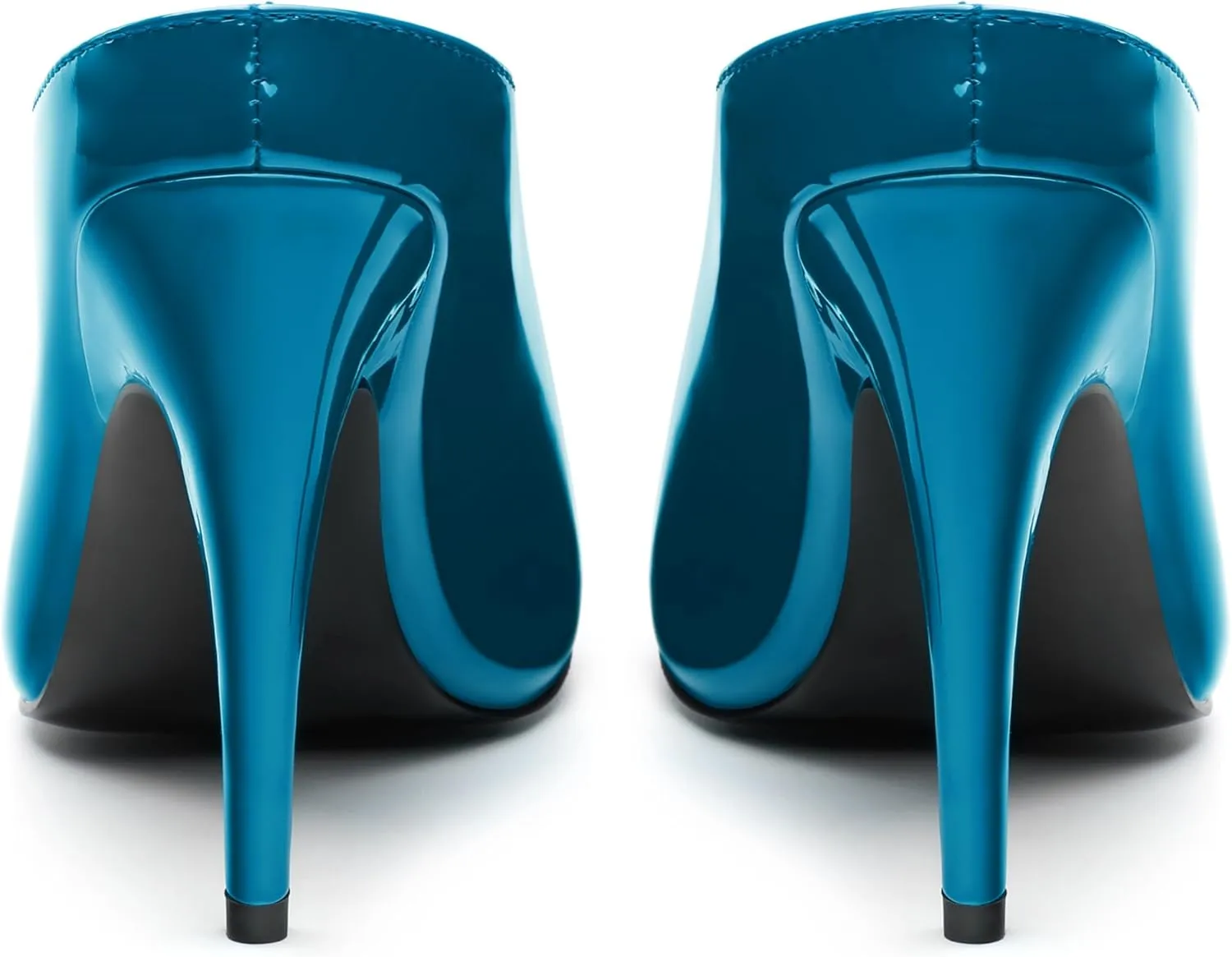 ROSERWISH Heeled Mules for Woman High Heel Mules Slip on Casual Slide Mules Square Toe Stiletto Heels Patent Comfortable Fashion Dress Shoes