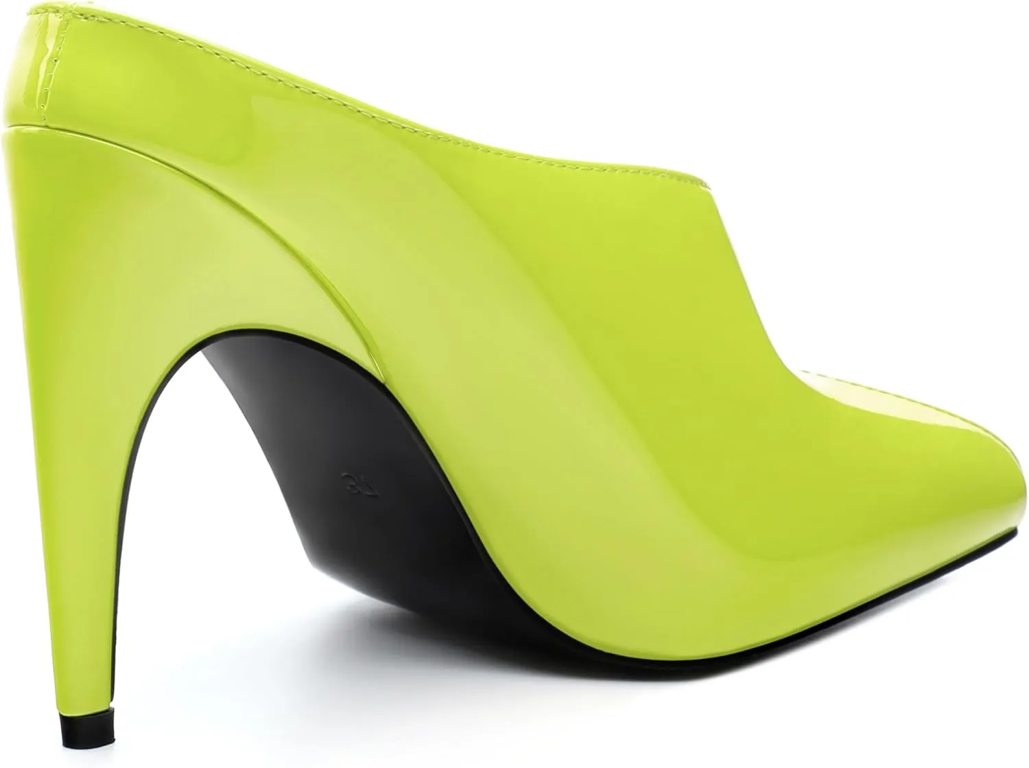 ROSERWISH Heeled Mules for Woman High Heel Mules Slip on Casual Slide Mules Square Toe Stiletto Heels Patent Comfortable Fashion Dress Shoes