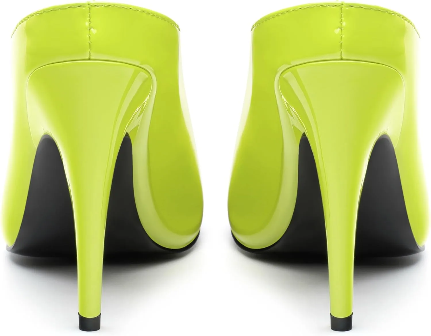 ROSERWISH Heeled Mules for Woman High Heel Mules Slip on Casual Slide Mules Square Toe Stiletto Heels Patent Comfortable Fashion Dress Shoes