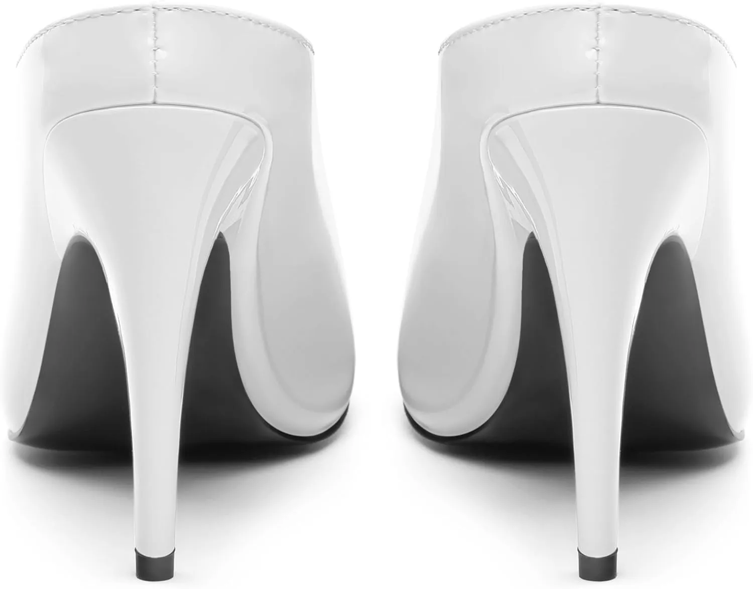 ROSERWISH Heeled Mules for Woman High Heel Mules Slip on Casual Slide Mules Square Toe Stiletto Heels Patent Comfortable Fashion Dress Shoes
