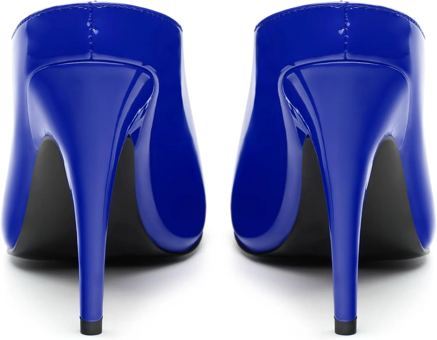 ROSERWISH Heeled Mules for Woman High Heel Mules Slip on Casual Slide Mules Square Toe Stiletto Heels Patent Comfortable Fashion Dress Shoes