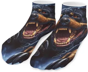 Rottweiler Dog Thunder Low Cut Ankle Socks Casual Liner Sock Pack Non Slip Invisible For Men Women