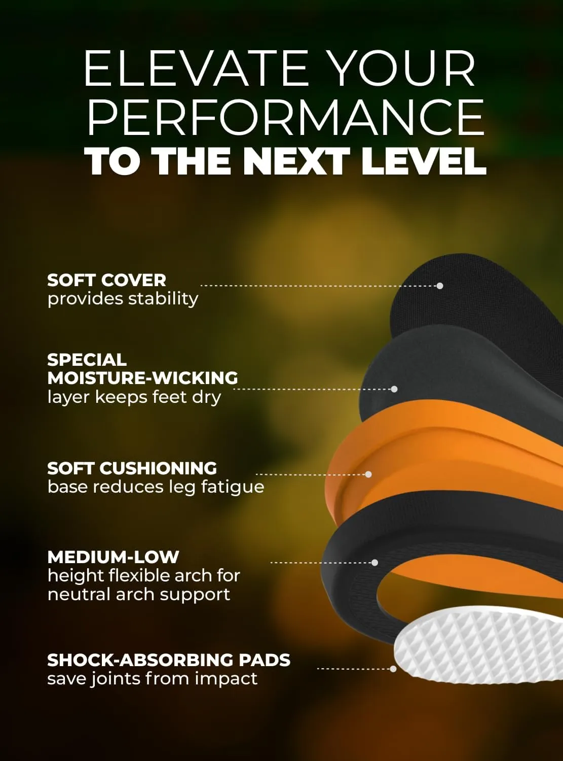 Running Athletic Shoe Insoles Men Women - Sport Insole - Shock Absorption Inserts - Walking Hiking Hockey Tennis Basketball - Orthotic Comfort Cushions Inserts Sneakers