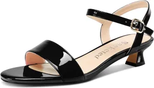 Saekcted Womens Kitten Low Heel Open Toe Ankle Strap Sandals Slingback Buckle Dress Shoes Casual Party Summer 1.2 Inches Heels