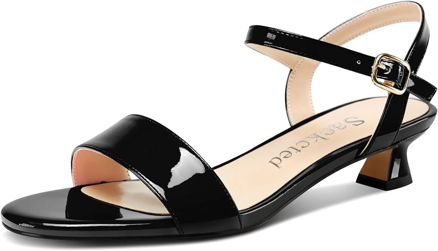 Saekcted Womens Kitten Low Heel Open Toe Ankle Strap Sandals Slingback Buckle Dress Shoes Casual Party Summer 1.2 Inches Heels