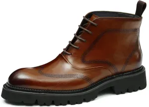 Santimon Oxfords Boots Men Formal Dress Ankle Boots Wingtip Brogues Genuine Leather Chelsea Boots Fashion Tuxedo Wedding Business Causal Wide Prom Chukka Boots for Men